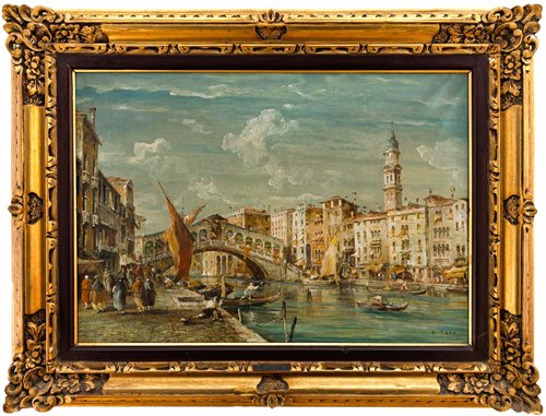 "The Grand Canal and the Rialto bridge"